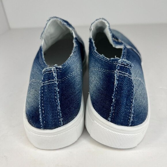 Womens Blue Casual Slip On Denim Canvas Flats Solid Round Toe Size 8.5  Loafers - Picture 5 of 8
